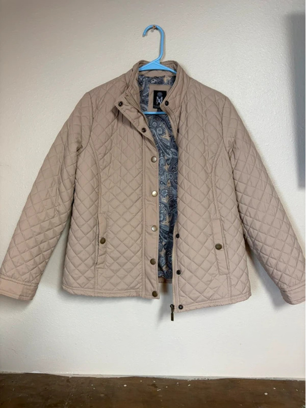 26 International Miss Ashley Petite Quilted Jacket PL Beige Paisley Lined